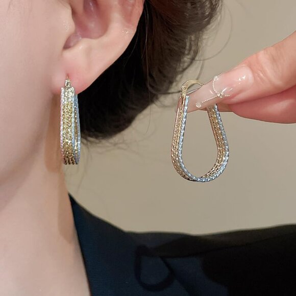 Women's Hypoallergenic Hoop Earrings Trendy Gold Earrings Perfect Colorful - Picture 4 of 9